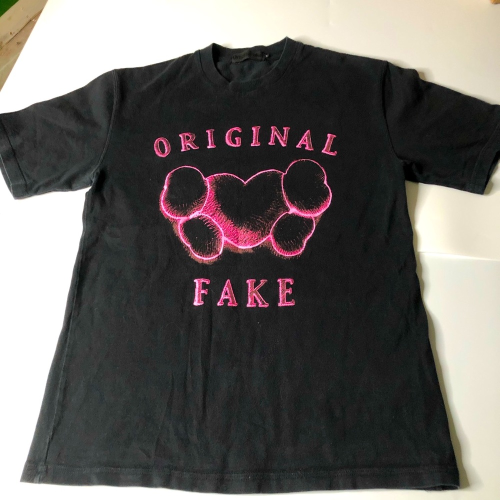 Original Fake Mens Small Black vintage T-Shirt